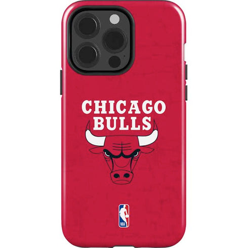 NBA Chicago Bulls Red Distressed iPhone 15 Pro Impact Case